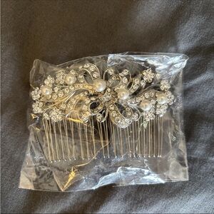 Bridal Jewellery Silver Rhinestone Crystal Wedding Flower Pearls Hair Comb Clip